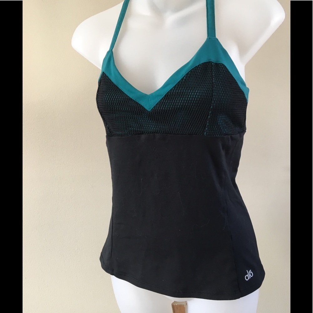 ALO Yoga Black and Teal Tank Top